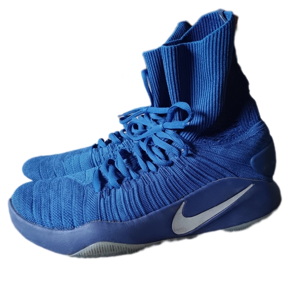 💙 Nike Hyperdunk 2016 Flyknit Game Royal Metallic Silver Basketball Shoes